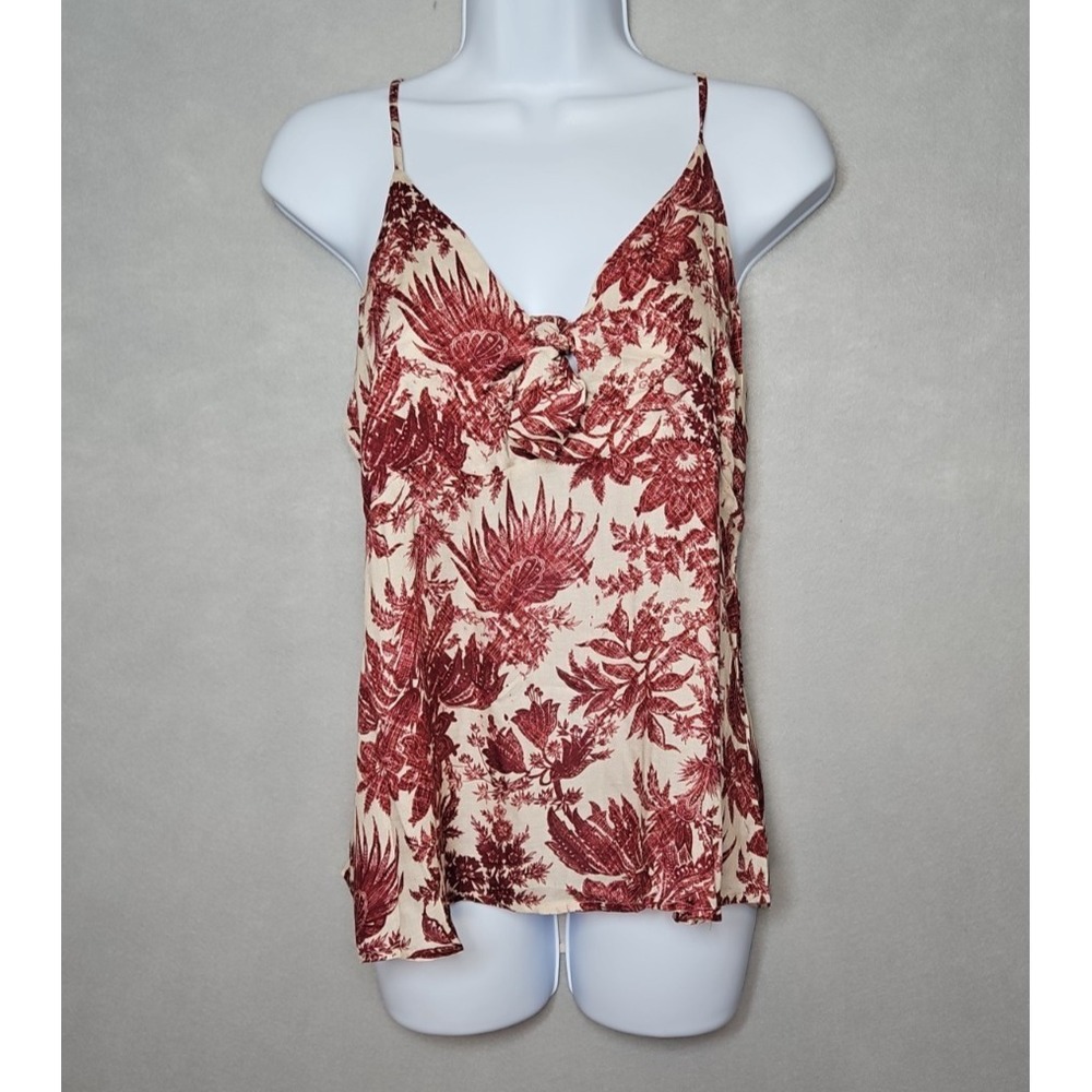 Chaser Womens Red Floral Print Cami V Neck Tank Top Size Medium NWT
